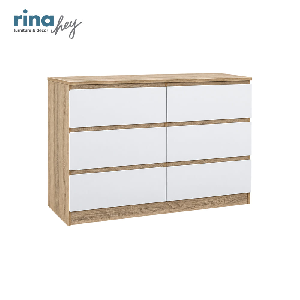 ตู้ลิ้นชัก 6 ลิ้นชัก RINA HEY รุ่น NORM/120 สีไวท์โอ๊ค
